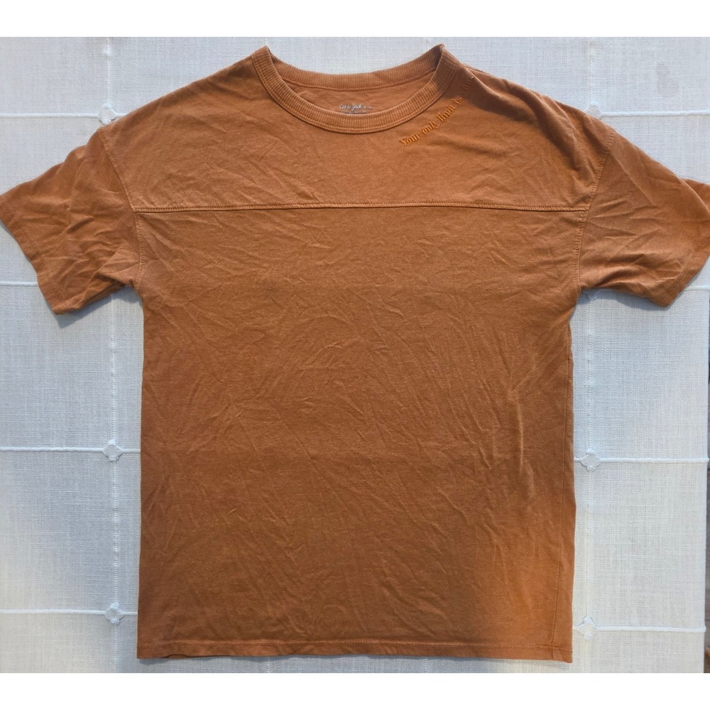 Cat & Jack Boys Orange Your Only Limit Is You Embroidered T-Shirt XL 14